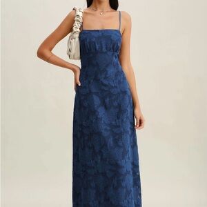 Elegant Blue Floral Women's Dress